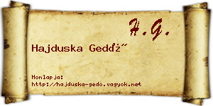 Hajduska Gedő névjegykártya